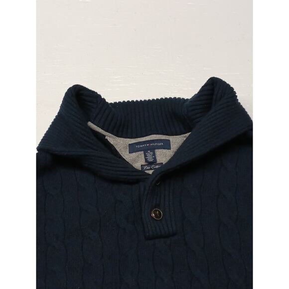 Tommy Hilfiger Lux Cotton Blue Zip Pull Over Comfort Fit Relaxed Sweatshirt XL - Picture 5 of 6